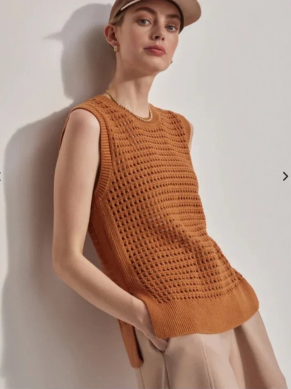 NWT Varley Darin Longline Knit Tank - Almo - Tan Brown - size Small $98